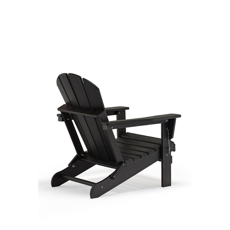 Benefiel Plastic Resin Folding Adirondack Chair Black